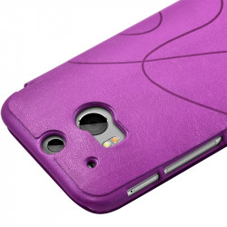 Etui à rabat latéral et porte-carte Violet pour HTC One M8 + Film de Protection