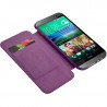Coque Housse Etui à rabat latéral et porte-carte pour HTC One M8 Couleur Violet + Film de Protection