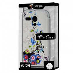 Coque Housse Etui à rabat latéral et porte-carte pour Motorola Moto G avec motif HF01 + Film de Protection