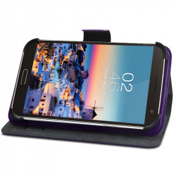 Housse Etui Suppport Universel L Couleur Violet pour Samsung Galaxy S6