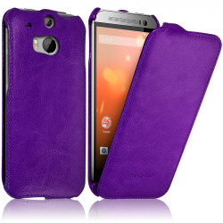 Housse Etui Coque Rigide à Clapet pour HTC One M8 couleur Violet + Film de Protection 