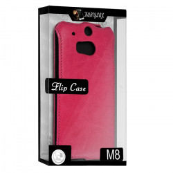 Housse Etui Coque Rigide à Clapet pour HTC One M8 couleur Rose Fushia + Film de Protection 