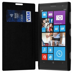 Etui à rabat porte-carte pour Nokia Lumia 1020 couleur Noir + Film de Protection