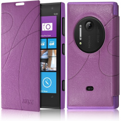 Etui à rabat porte-carte pour Nokia Lumia 1020 couleur Violet + Film de Protection