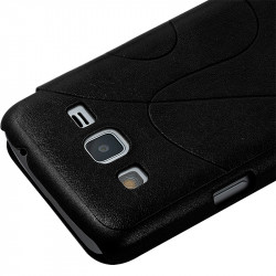 Etui à rabat porte-carte pour Samsung Galaxy Express 2 couleur Noir + Film de Protection