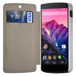 Coque Housse Etui à rabat latéral et porte-carte pour LG Google Nexus 5 couleur + Film de Protection