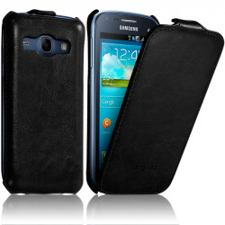 Housse Etui Coque Rigide à Clapet pour Samsung Galaxy Core couleur Noir + Film de Protection 