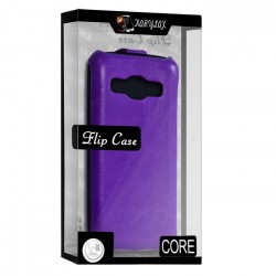 Housse Etui Coque Rigide à Clapet pour Samsung Galaxy Core couleur Violet + Film de Protection 