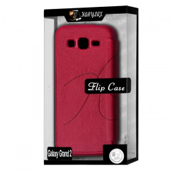 Etui Porte-Carte Rose Fushia pour Samsung Galaxy Grand 2 (G7105) + Film de Protection