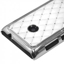 Housse Etui Coque rigide style Diamant couleur Blanc pour Nokia Lumia 520 + Film de Protection