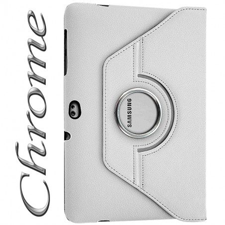 Housse Coque Etui Anneau Style Chrome Pour Samsung Galaxy Tab 10.1 P7510 Avec Rotation 360 Degrés Couleur Noir