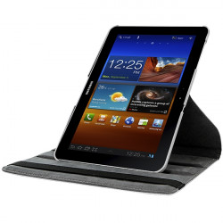 Housse Coque Etui Anneau Style Chrome Pour Samsung Galaxy Tab 10.1 P7510 Avec Rotation 360 Degrés Couleur Noir