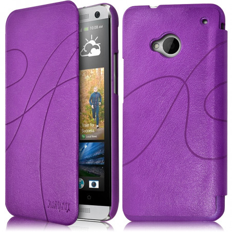 Etui à rabat latéral et porte-carte Violet pour HTC One M7 + Film de Protection
