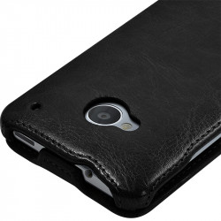 Housse Etui Coque Rigide à Clapet couleur Noir pour HTC One M7+ Film de Protection 