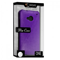 Housse Etui Coque Rigide à Clapet couleur Violet pour HTC One M7+ Film de Protection 