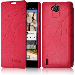 Coque Housse Etui à rabat latéral et porte-carte Couleur Rose Fushia pour Huawei Ascend G740 + Film de Protection