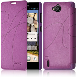 Etui à rabat latéral et porte-carte Violet pour Huawei Ascend G740 + Film de Protection
