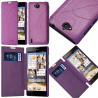 Coque Housse Etui à rabat latéral et porte-carte Couleur Violet pour Huawei Ascend G740 + Film de Protection