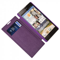 Coque Housse Etui à rabat latéral et porte-carte Couleur Violet pour Huawei Ascend G740 + Film de Protection