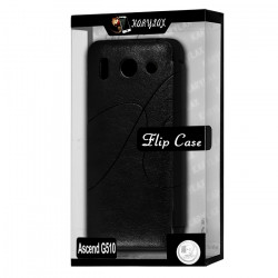 Coque Housse Etui à rabat latéral et porte-carte Couleur Noir pour Huawei Ascend G510 + Film de Protection