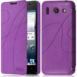 Coque Housse Etui à rabat latéral et porte-carte Couleur Violet pour Huawei Ascend G510 + Film de Protection