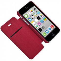 Etui à rabat latéral et porte-carte Couleur Rose Fushia pour Apple iPhone 5C + Film de Protection