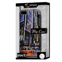 Coque Etui à rabat porte-carte pour Apple iPhone 5C motif KJ26B + Film de Protection