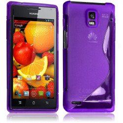 Housse Etui Coque S-Line couleur Violet pour Huawei Ascend P1 + Film de Protection 