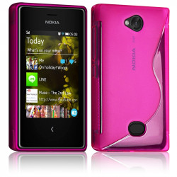 Housse Etui Coque S-Line couleur Rose Fushia pour Nokia Asha 503 + Film de Protection 