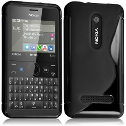 Coque S-Line couleur Noir pour Nokia Asha 210 + Film de Protection 