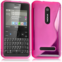 Coque S-Line couleur Rose Fushia pour Nokia Asha 210 + Film de Protection 