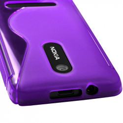 Coque S-Line couleur Violet pour Nokia Asha 210 + Film de Protection 