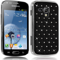 Housse Etui Coque rigide style Diamant couleur Noir pour Samsung Galaxy Trend + Film de Protection