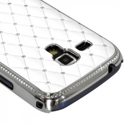 Housse Etui Coque rigide style Diamant couleur Blanc pour Samsung Galaxy Trend + Film de Protection