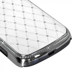 Housse Etui Coque rigide style Diamant couleur Blanc pour Samsung Galaxy Trend + Film de Protection