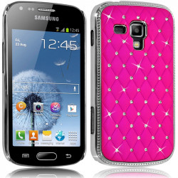 Housse Etui Coque rigide style Diamant couleur Rose Fushia pour Samsung Galaxy Trend + Film de Protection