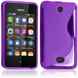 Coque S-Line couleur Violet pour Nokia Asha 501 + Film de Protection 