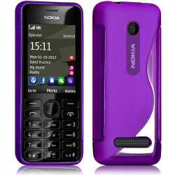 Housse Etui Coque S-Line couleur Violet pour Nokia Asha 206 + Film de Protection 