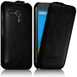 Housse Etui Coque Rigide à Clapet couleur Noir pour Motorola Moto G + Film de Protection 