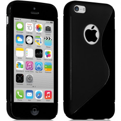 Housse Etui Coque S-Line couleur Noir pour Apple iPhone 5C + Film de Protection 