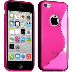 Housse Etui Coque S-Line couleur Rose Fushia pour Apple iPhone 5C + Film de Protection 