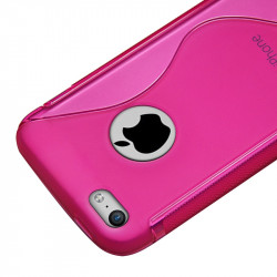 Housse Etui Coque S-Line couleur Rose Fushia pour Apple iPhone 5C + Film de Protection 