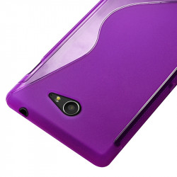 Coque S-Line couleur Violet pour Sony Xperia M2 + Film de Protection 