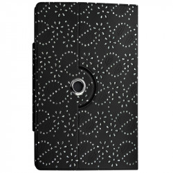 Housse Coque Etui Portefeuille Universel Style Diamant pour Archos 50 Helium 4G Couleur Noir