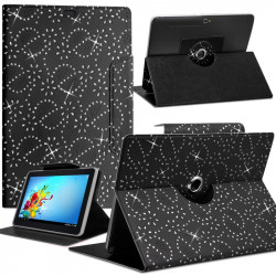 Housse Coque Etui Portefeuille Universel Style Diamant pour Archos 50 Helium 4G Couleur Noir