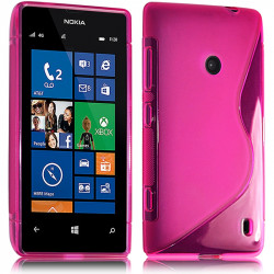 Housse Etui Coque S-Line couleur Rose Fushia pour Nokia Lumia 520 + Film de Protection 