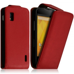 Housse Coque Etui pour LG Google Nexus 4 couleur Rouge