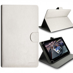 Housse Etui Universel à Rabat Fonction Support Couleur Blanc pour Tablette Polaroid e-Reader (7")