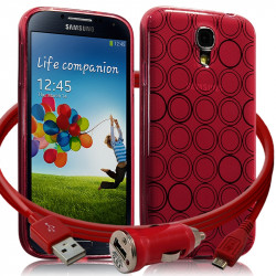 Housse Coque Style Cercle pour Samsung Galaxy S4 Couleur Rouge Translucide
