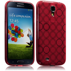 Housse Coque Style Cercle Rouge Translucide pour Samsung Galaxy S4 + Chargeur Auto 